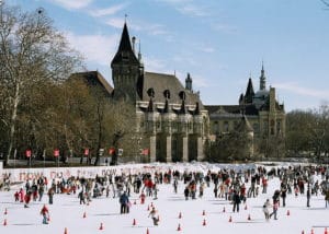 Pista di pattinaggio di Budapest a febbraio